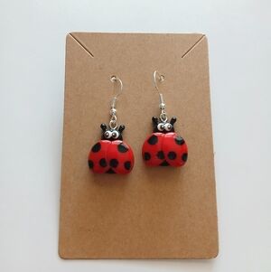 Fashion Jewelry Red and Black Ladybug Earrings